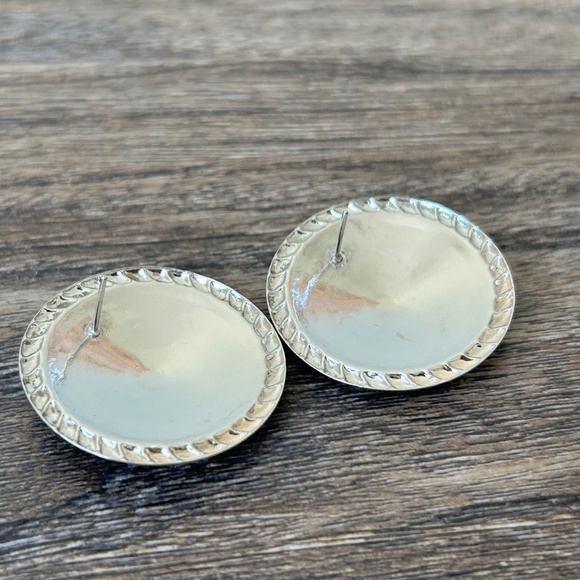 Vintage Artisan Pastel Swirl Lightweight Silvertone Post Earrings - Picture 6 of 6